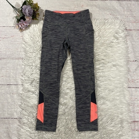 lululemon athletica Pants - Lululemon Pace Rival Crop Wee Space Grapefruit Mid Rise Leggings